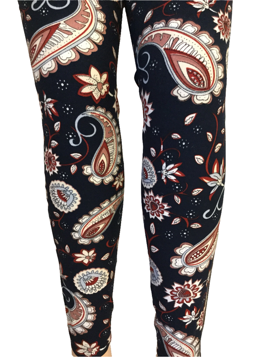 Printed Leggings"Navy Paisley"