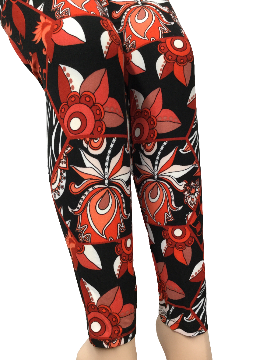 Printed Leggings "Red Rose"