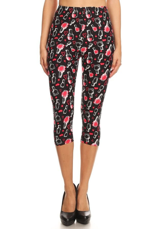 Nail Polish Printed Capri Leggings