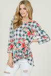 Plaid and Floral Knotted Top