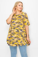 Plus Yellow Camo Top