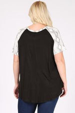 Snakeskin Baseball Style Sleeve Top