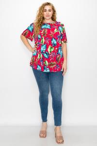 Plus Tropical Print Top