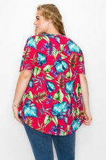 Plus Tropical Print Top