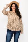 Polka Dot Plus Size Ruffled Trim Top