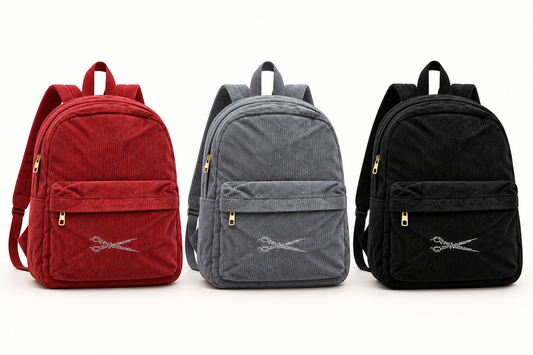 Corduroy Backpack with Scissor Accent