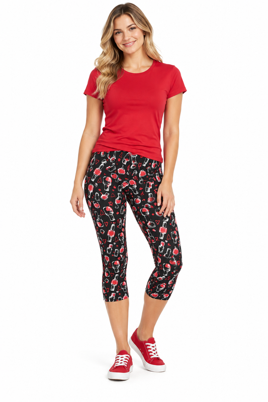 Nail Polish Printed Capri Leggings