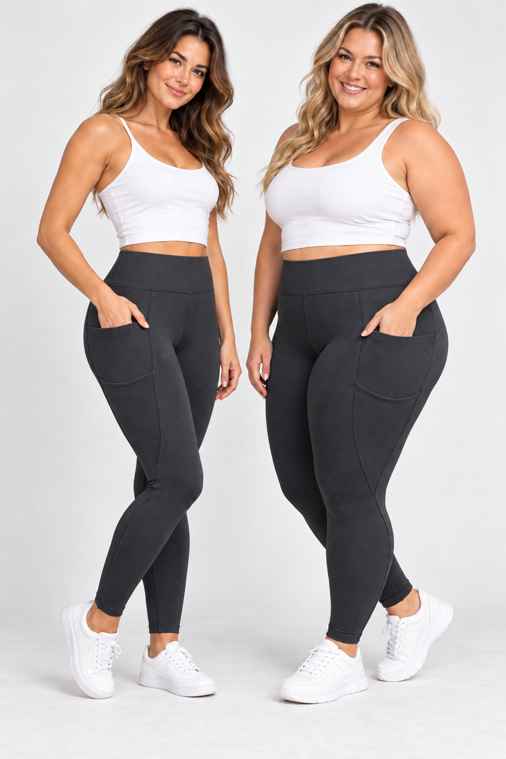 V Shape Leggings - Solid Black