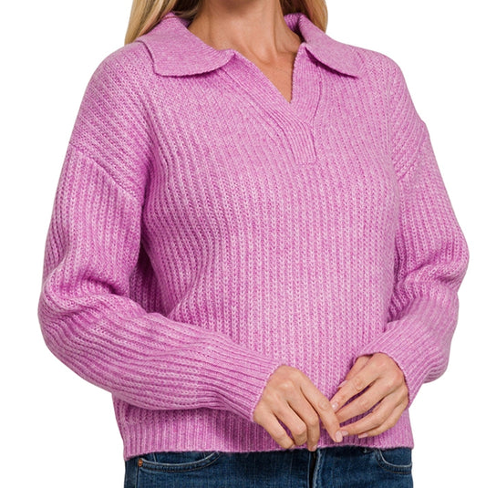 Collared V Neck Sweater