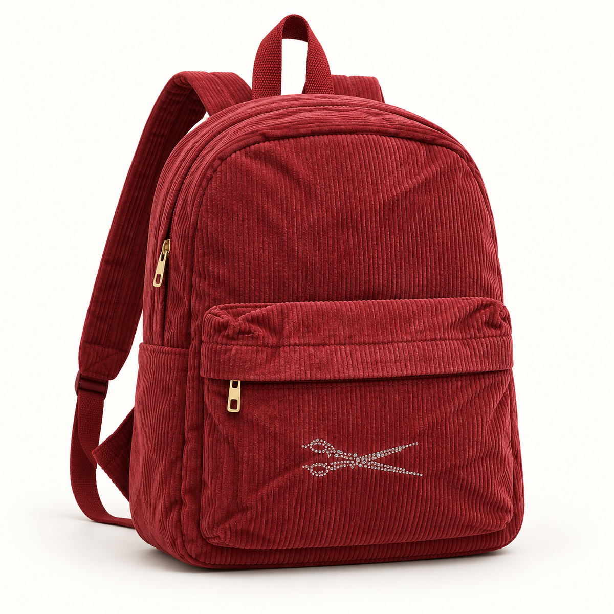 Corduroy Backpack with Scissor Accent