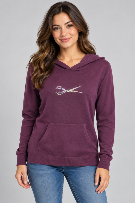 AB Rhinestone Scissor Hooded Sweater