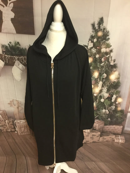 Hooded Black Sweatshirt with 2 Way Zipper