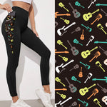 V Shaped Pocket Leggings "Teacher" "Paws" " Guitar" "Lace"