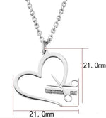 Stylist Open Heart Scissor Necklace