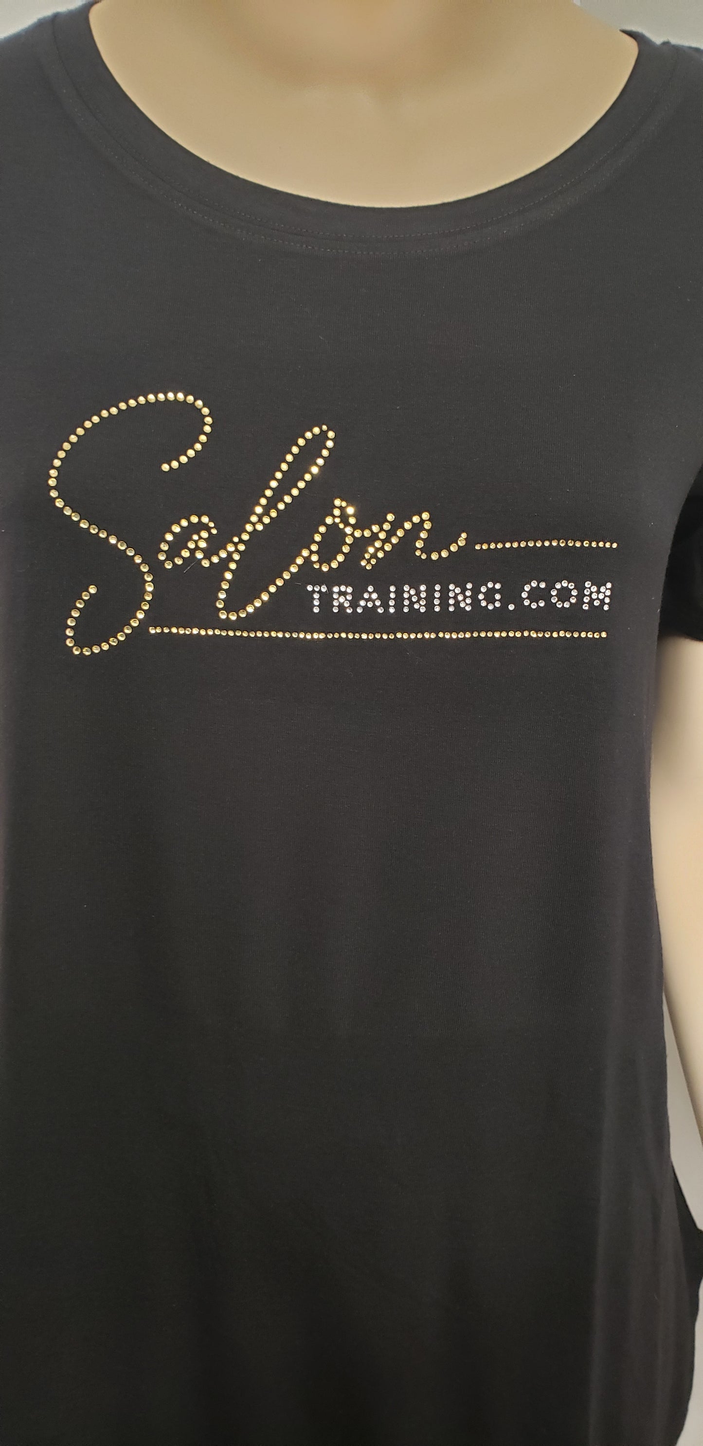 Salon Training Short Sleeve Top w Rhinestone Logo