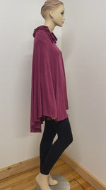 Raspberry Hacci Brushed Poncho with Side Slits