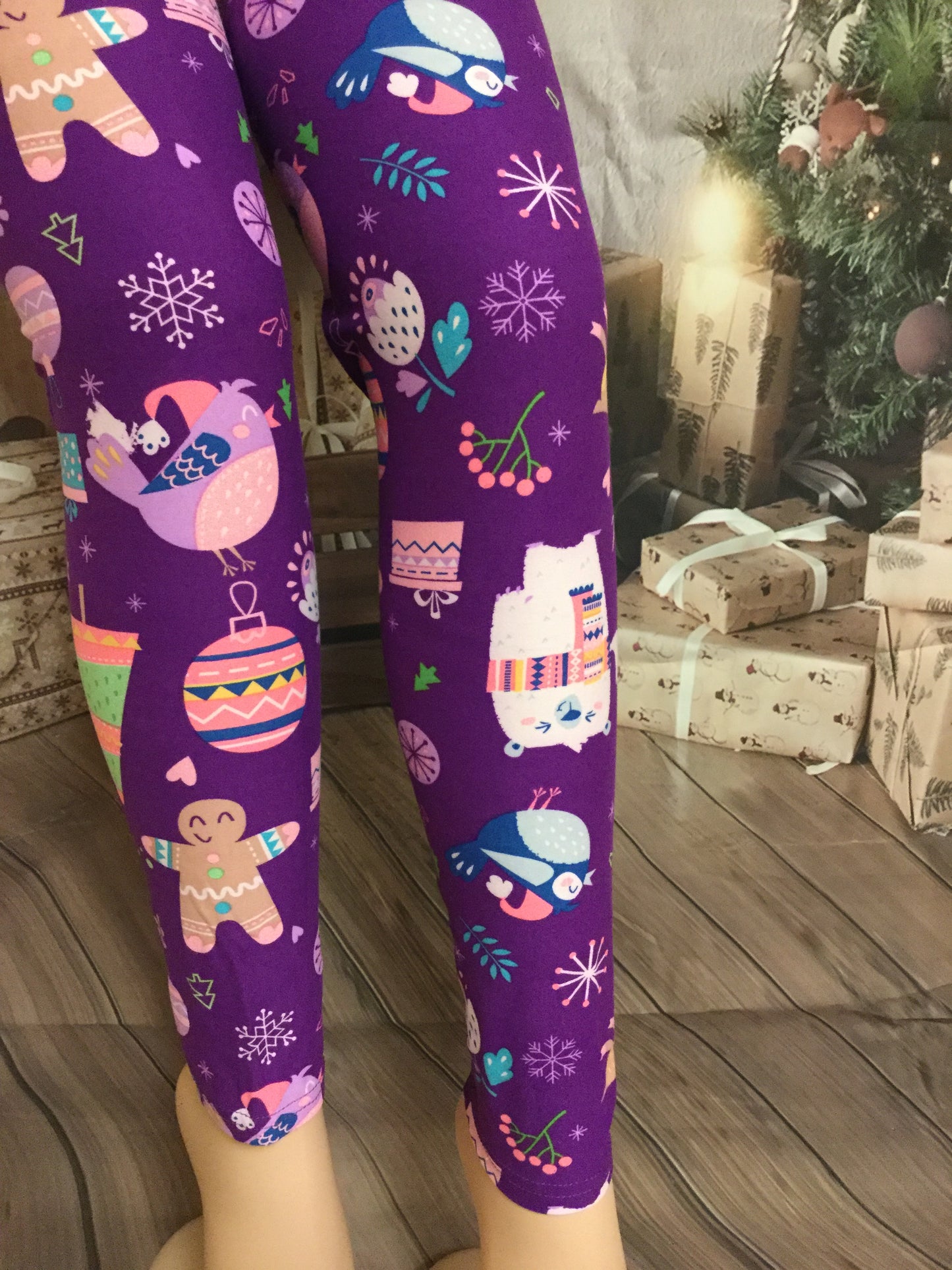 EXTRA PLUS Purple Fun Christmas Print Leggings