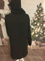 Hooded Black Sweatshirt with 2 Way Zipper