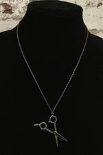 Scissor Pendant with Textured Handles Necklace