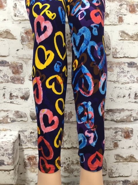 EXTRA Plus Hearts of Color Printed Leggings