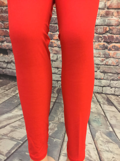 Plus 1X 3X Classic Solid Leggings - Red