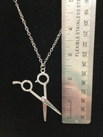 Scissor Pendant with Textured Handles Necklace