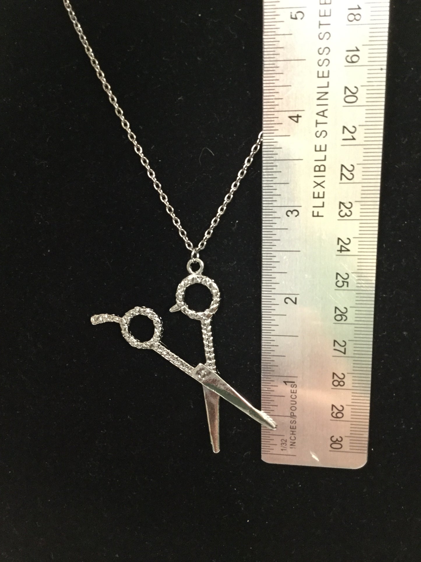 Scissor Pendant with Textured Handles Necklace
