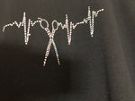 Oversized V Neck Sweatshirt W/ Pockets and Rhinestone Scissor HeartBeat