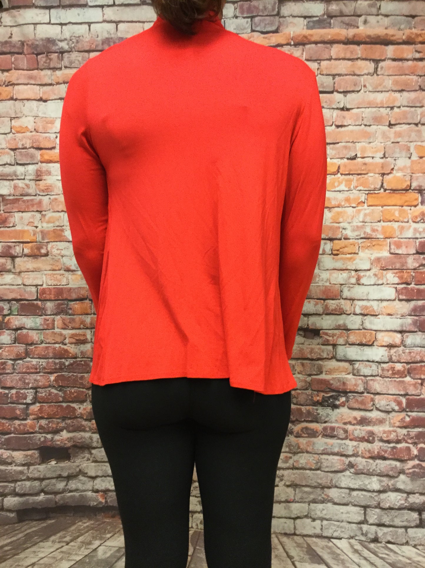 Waist Length Angled Front Red Cardigan