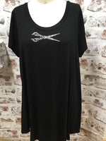 Plus Size Classic Style Tee with Scissor Rhinestones