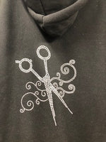 Stylist Over Sized Hooded Sweatshirt Scissor Rhinestones