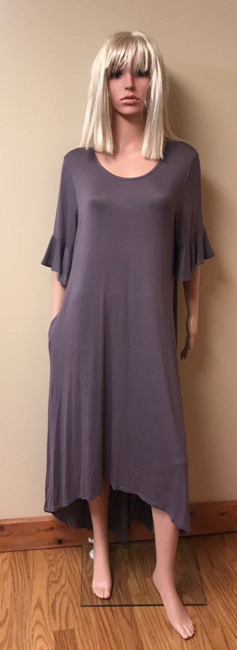High Low Ruffled Sleeve Dress