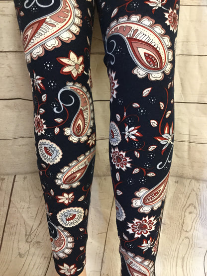 Printed Leggings"Navy Paisley"