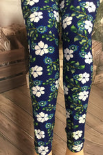 Printed Leggings "Sapphires and Flowers"