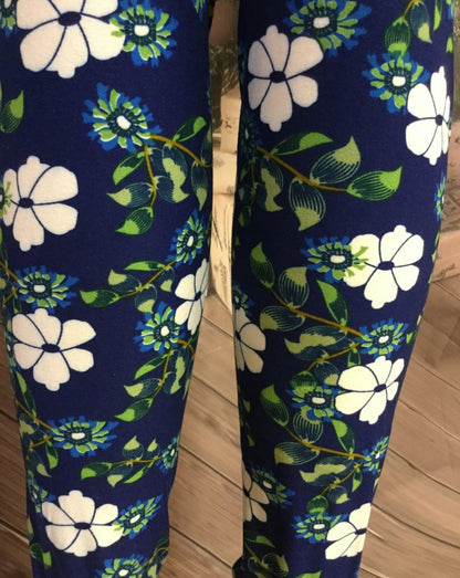 Printed Leggings "Sapphires and Flowers"