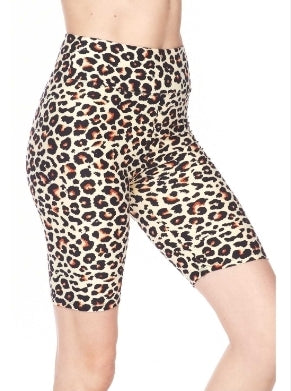 Plus Size Leopard Biker Shorts