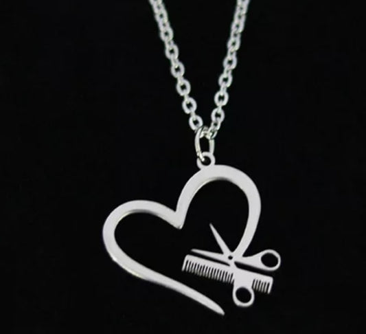 Stylist Open Heart Scissor Necklace
