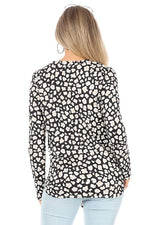 Long Sleeve Print Knot Front Top