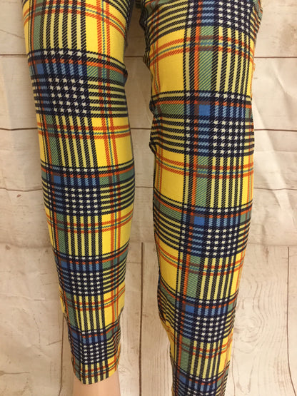 Printed Leggings "Mustard Plaid"