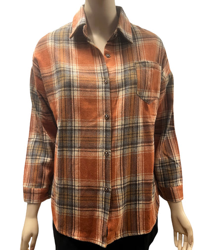 Rosie Dark Orange Plaid Shirt