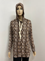 Brown and White Snakeskin Hoodie w/ Front Pocket