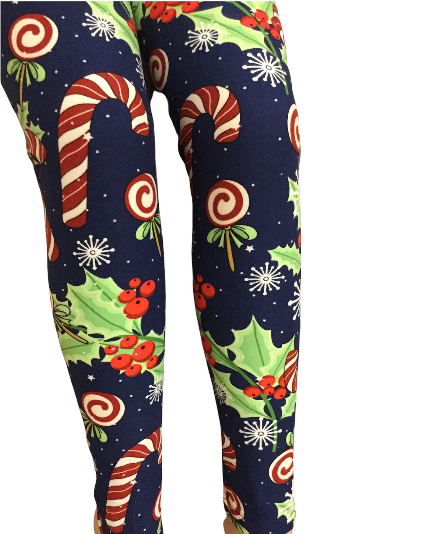 EXTRA PLUS Candy Cane Printed Leggings