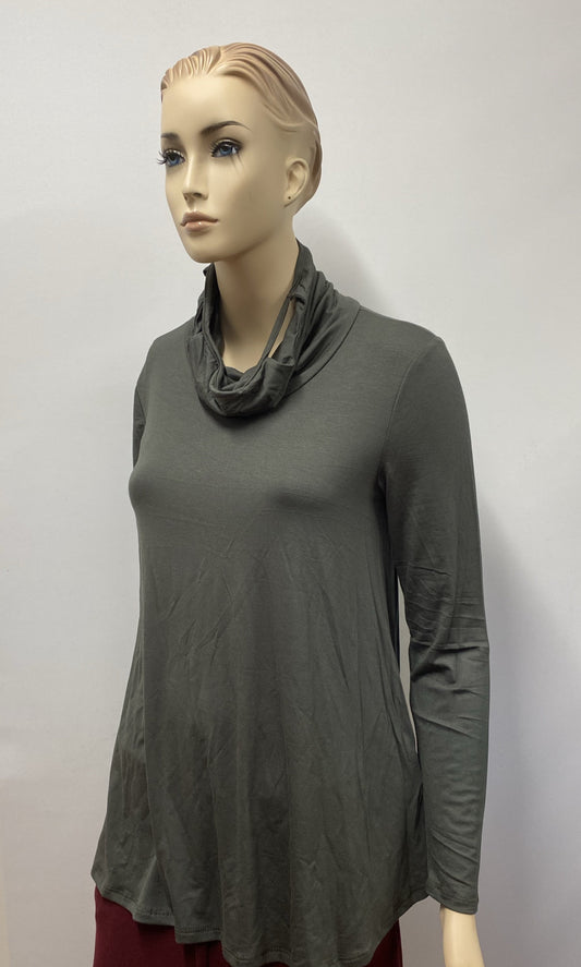Olive Long Sleeve Cow Neck