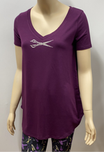 Stylist Top in Purple w/ Scissor Rhinestone