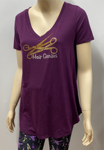 Stylist V Neck "Hair Genius" Rhinestones Top