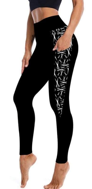 V Shape Pocket Leggings "Scissors"