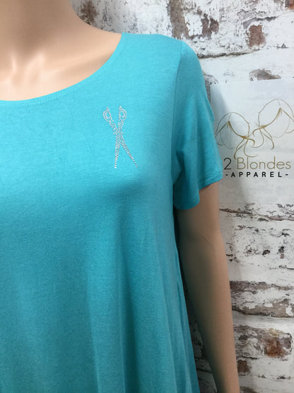 Stylist Mint Blue Small Scissor Rhinestones top