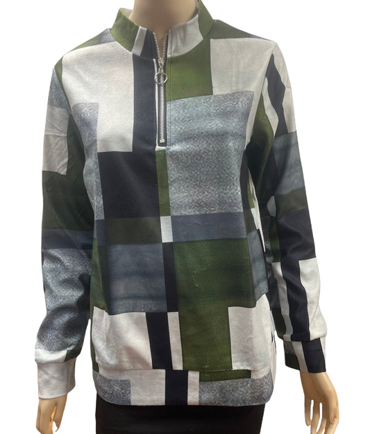 Uma Multi Colored Zipper Top