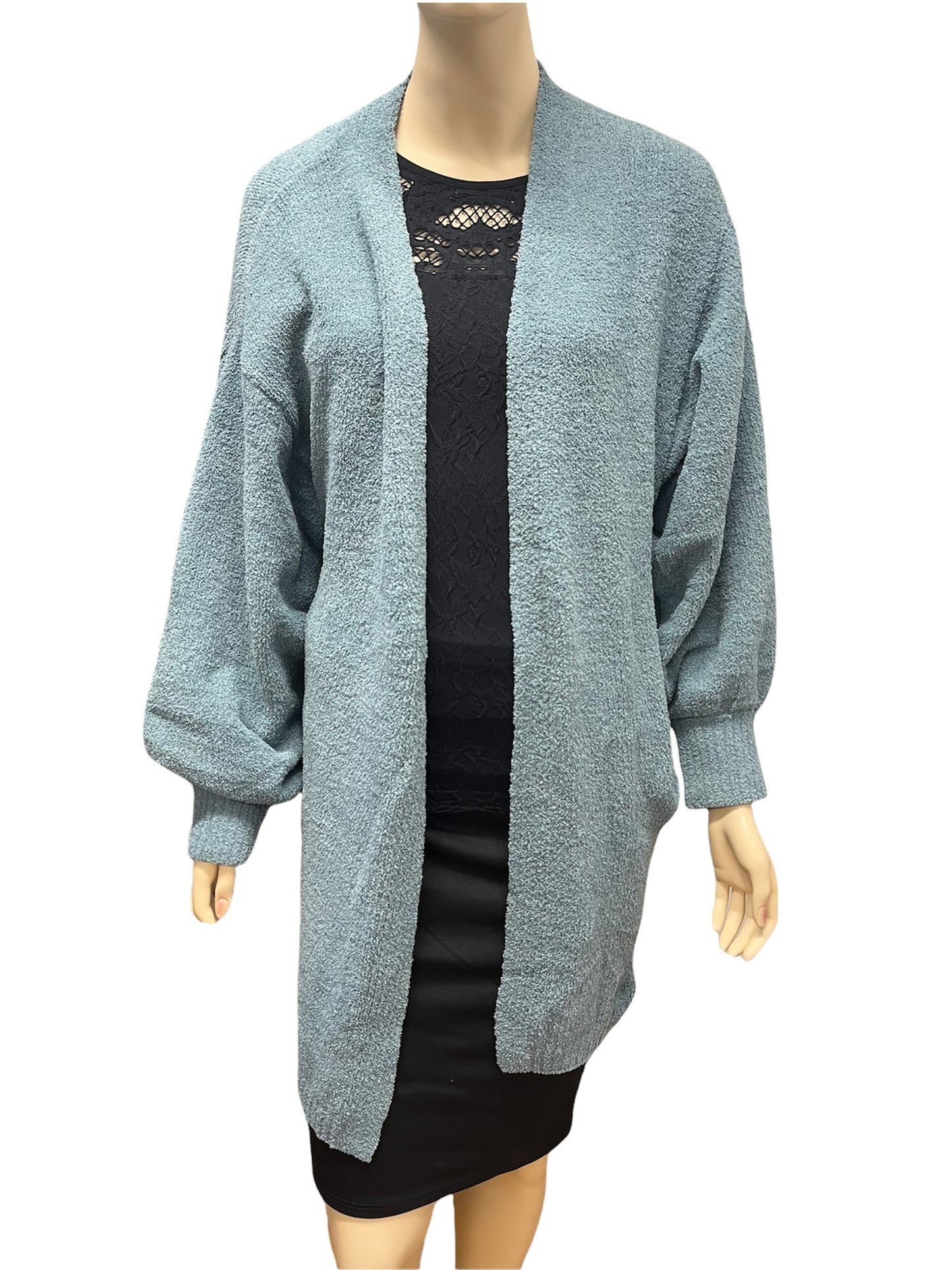 Teal Open Front Cardigan