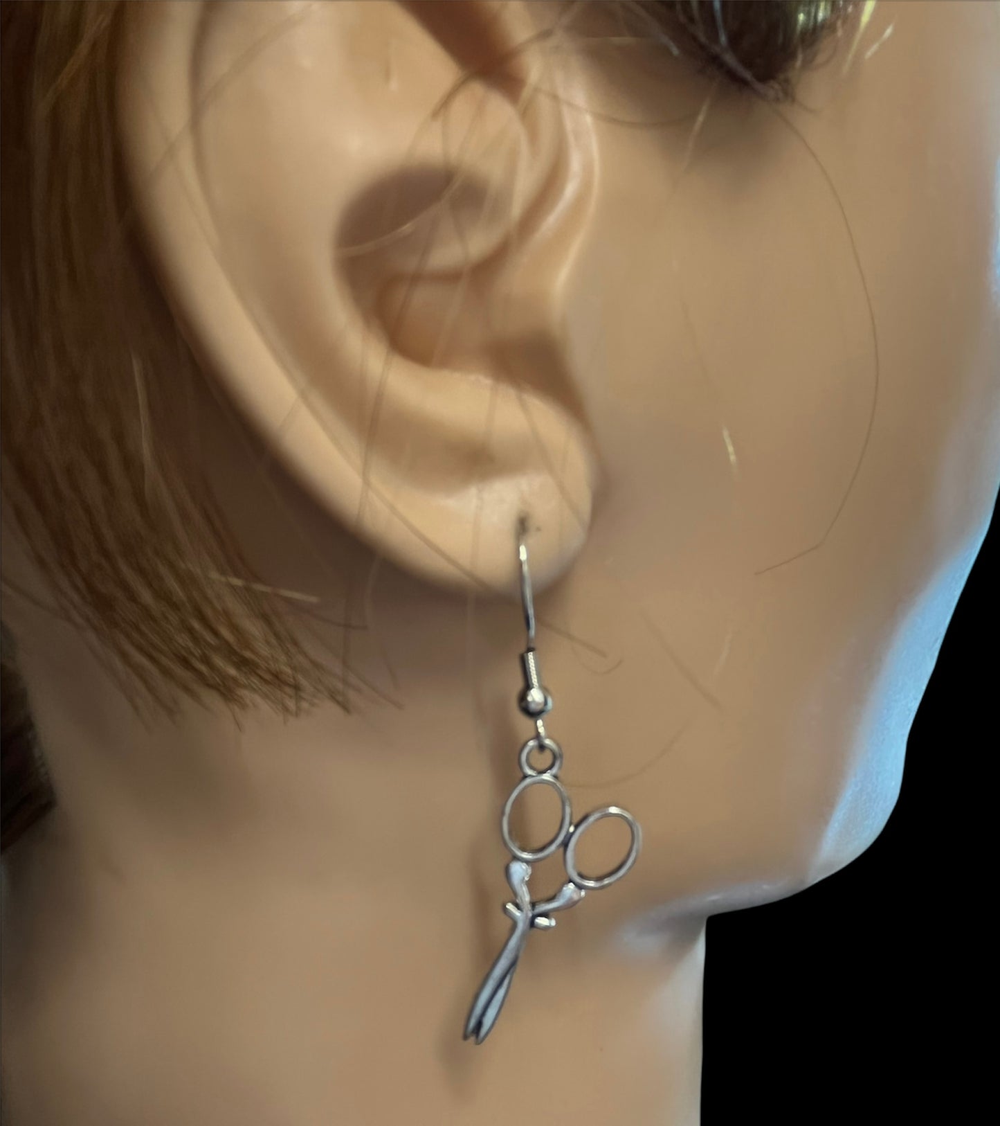 Silver Medium Dangle Scissor Earring